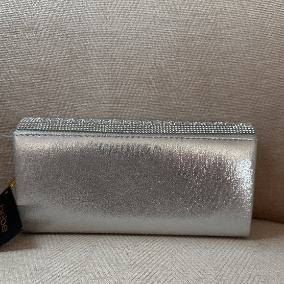 Bebe Sparkling Silver Clutch